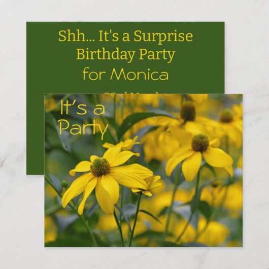 Geel gesneden blad Coneflower Verrassing Verjaarda Kaart (Voorkant / Achterkant)