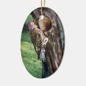 Geel-gespleten flikkering en boomkaviteit keramisch ornament (Links)