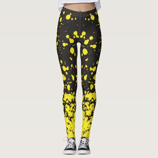 Geel gestippelde elegante vrouwen Leggings (Voorkant)