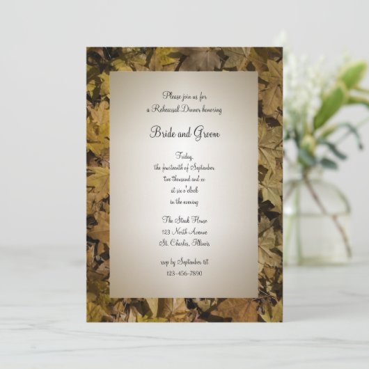 Geel Gestorven lederen bruiloft-repetitie Kaart (Staand voorkant)