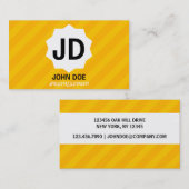 Geel gestreept aangepast monogram visitekaartje (Voorkant / Achterkant)