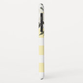 Geel gestreept bloemenmonogram met witte rozen Case-Mate iPhone case (Achterkant/links)