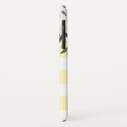 Geel gestreept bloemenmonogram met witte rozen Case-Mate iPhone case (Achterkant/links)