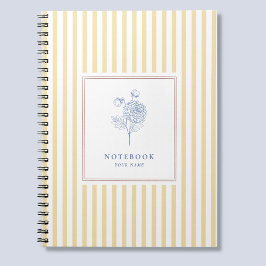Geel gestreept Spiral Notitieboek met bloem