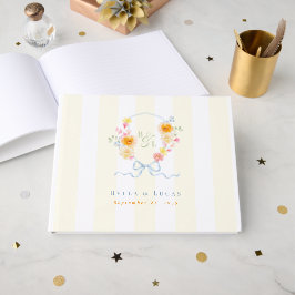 Geel Gestreepte Boog Crest Monogram Lente Trouwfee Gastenboek