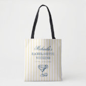 Geel Gestreepte Retro Meisjesweekend Tote Bag (Voorkant)