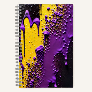 Geel getextureerd Paars zwart, zwart, zwart, gestr Notitieboek