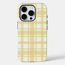Geel getextureerde gele gingham plaid telefoonhoes iPhone 16 pro hoesje