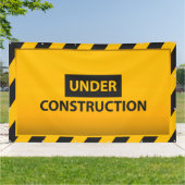 Geel Gevaar Groot Onder Constructie Spandoek (Buitenkant)