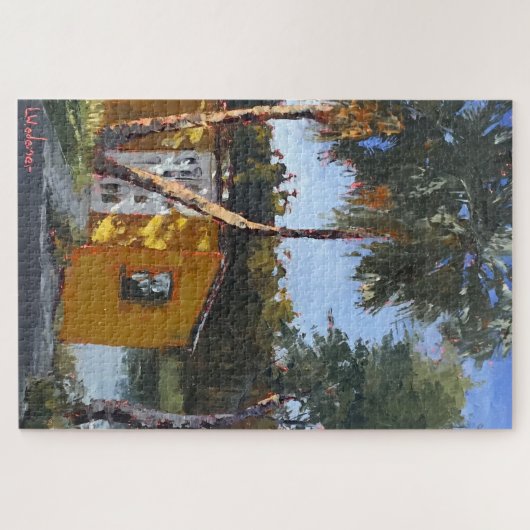 Geel Geviste Shack Impressionistic Uitdaging Legpuzzel (Horizontaal)