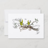 Geel Gevleugeld Grijs Tortelduifjes Bruiloft RSVP (Voorkant)