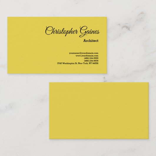 Geel Gewoon Architect Klassieke Professioneel Visitekaartje (Voorkant / Achterkant)
