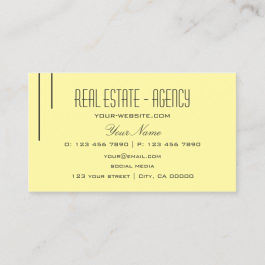 Geel, gewoon en professioneel visitekaartje (Achterkant)