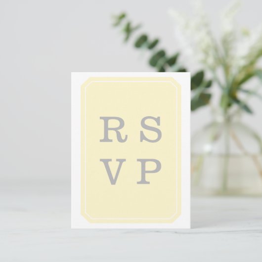 Geel gewoon legant bruiloft RSVP Briefkaart (Staand voorkant)
