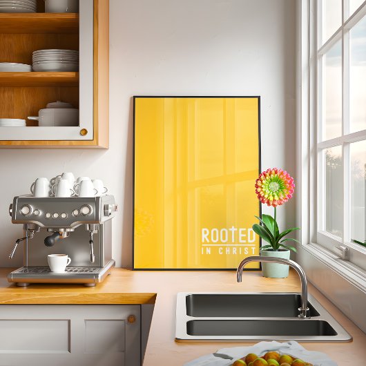 Geel Geworteld Christelijk Geloof Quote Poster