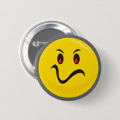 Geel gezicht dat geërgerd is ronde button 5,7 cm (Voorkant /achterkant)