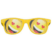 Geel Gezicht Emojo Party Emoticon Rave Retro Zonnebril (Voorkant)