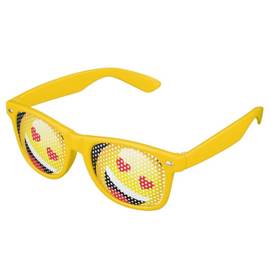 Geel Gezicht Emojo Party Emoticon Rave Retro Zonnebril (Gekanteld)
