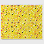 Geel Gezicht Gelukkige Verjaardag Emoji Party Cadeaupapier (Vlak)