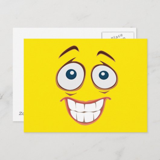 Geel gezicht met barrasse glimlach briefkaart (Voorkant / Achterkant)