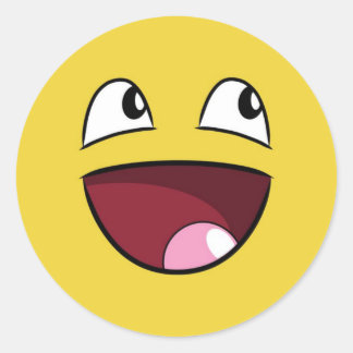 Geel gezicht ronde sticker