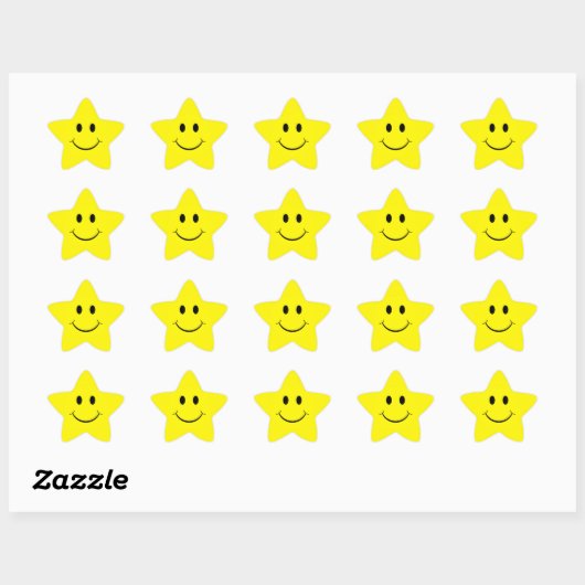 Geel gezicht Star Shape Stickers (Vel)