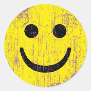 GEEL GEZICHT - VERDRIETIG EN VEROUDERD RONDE STICKER