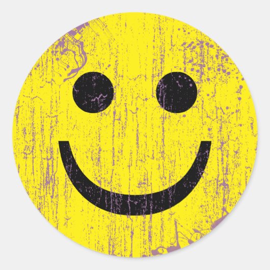 GEEL GEZICHT - VERDRIETIG EN VEROUDERD RONDE STICKER (Voorkant)