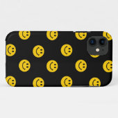 Geel gezichtspatroon op zwart Case-Mate iPhone case (Achterkant (horizontaal))