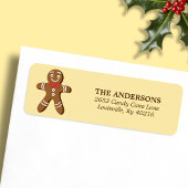 Geel Gingerbread Man Kerst Terug Adres Etiket