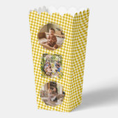 Geel Gingham 1e Verjaardag 3 Foto Favor Doos Bedankdoosjes (Achterkant)