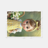 Geel Gingham Baby Doll Dekentje Fleece Deken (Voorkant (Horizontaal))