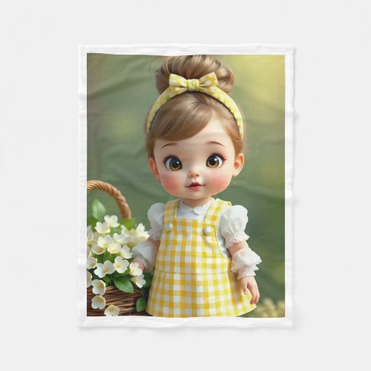 Geel Gingham Baby Doll Dekentje Fleece Deken (Voorkant)