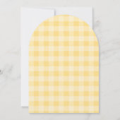 Geel Gingham Baby Shower Uitnodiging met Tarwe (Achterkant)