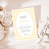 Geel Gingham Babyshower Uitnodiging