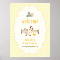 Geel Gingham Boerderij Kuiken Baby Shower Welkom