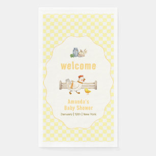 Geel Gingham Boerderij Kuiken Baby Shower Welkom  Servet