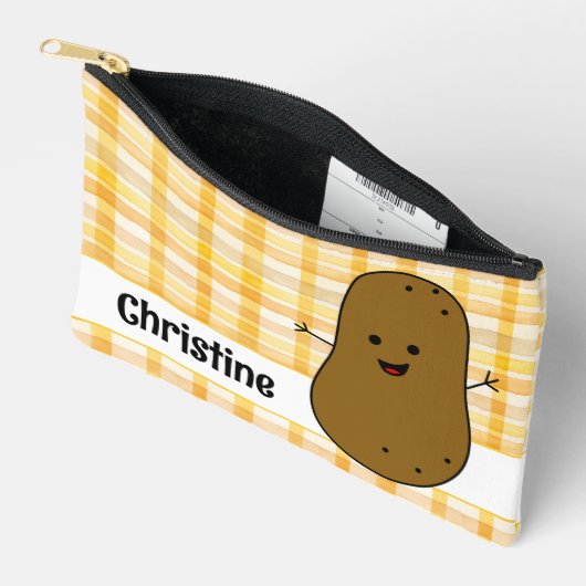 Geel Gingham Bruin Aardappel Custom Etui (Open)