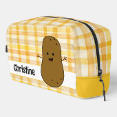 Geel Gingham Bruine Aardappel Op Maat Toilettasje (Rechterhoek)