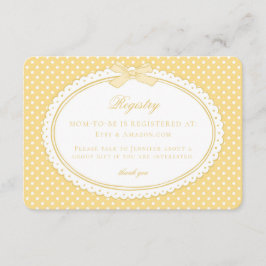 Geel Gingham Coquette Strik Baby Cadeaulijst Informatiekaartje