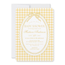 Geel Gingham Coquette Strik Babyfeestje