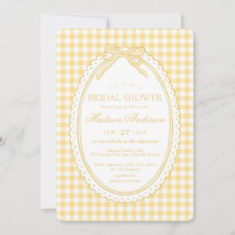 Geel Gingham Coquette Strik Bruidsmeisjesfeest Kaart