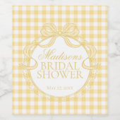 Geel Gingham Coquette Strik Bruidsmeisjesfeest Wijn Etiket (Enkel label)