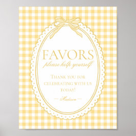 Geel Gingham Coquette Strik Favorieten Bord Poster