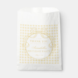 Geel Gingham Coquette Strik Verjaardagsfeest Desse Bedankzakje