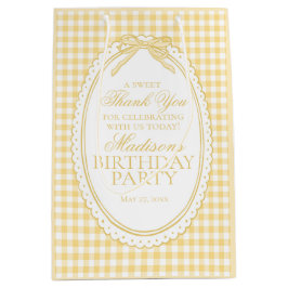 Geel Gingham Coquette Strik Verjaardagsfeest Favor Medium Cadeauzakje