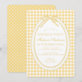Geel Gingham Flirt Mutsje Verjaardagsfeestje Kaart (Voorkant / Achterkant)