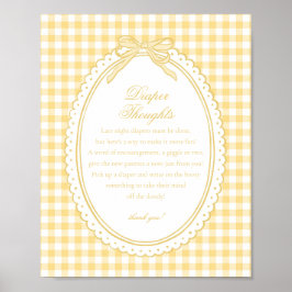 Geel Gingham Flirterige Strik Luier Gedachten Baby Poster