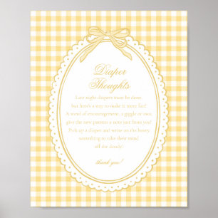 Geel Gingham Flirterige Strik Luier Gedachten Baby Poster