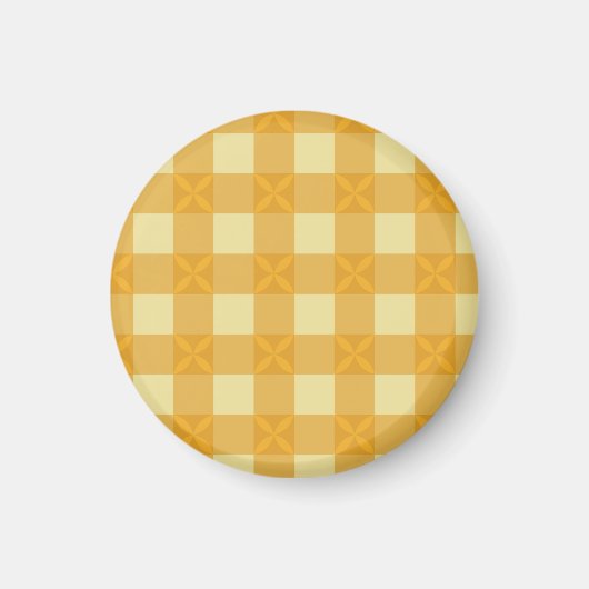 Geel Gingham & Gele Bloemblaadjes Magneet (Voorkant)